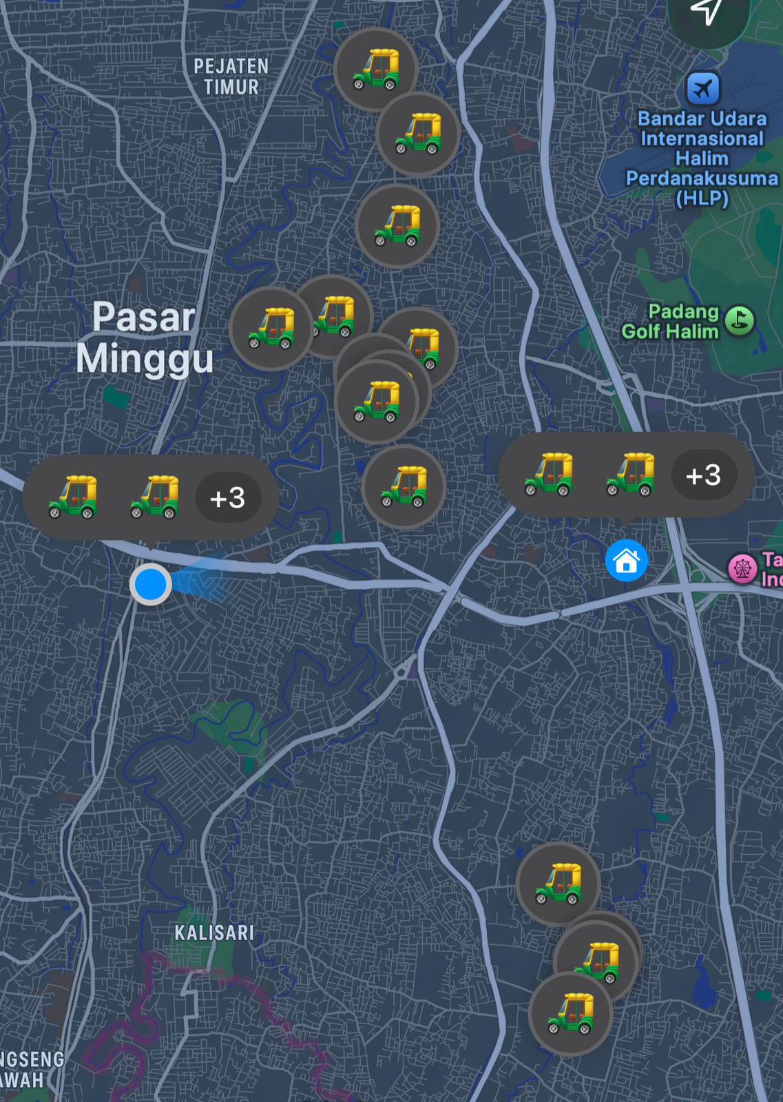 Peta 30+ Gerobak GulGul.id yang tersebar di Jakarta — dipantau via Apple Find My